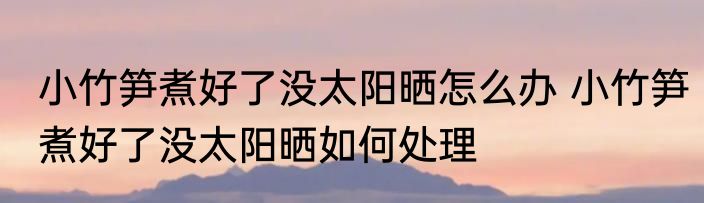 小竹笋煮好了没太阳晒怎么办 小竹笋煮好了没太阳晒如何处理