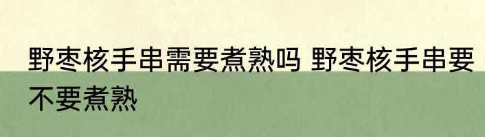 野枣核手串需要煮熟吗 野枣核手串要不要煮熟