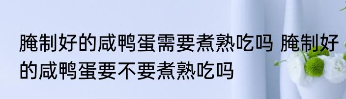 腌制好的咸鸭蛋需要煮熟吃吗 腌制好的咸鸭蛋要不要煮熟吃吗