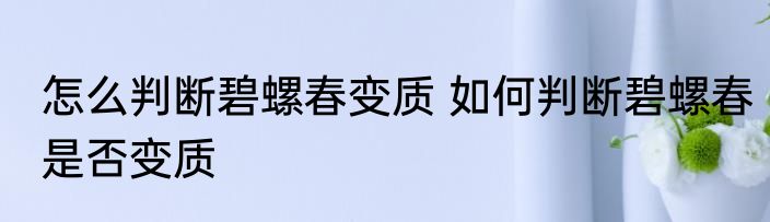 怎么判断碧螺春变质 如何判断碧螺春是否变质