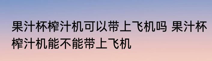 果汁杯榨汁机可以带上飞机吗 果汁杯榨汁机能不能带上飞机