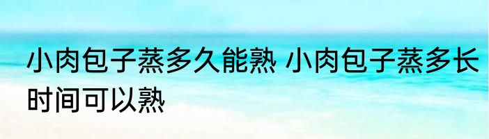 小肉包子蒸多久能熟 小肉包子蒸多长时间可以熟