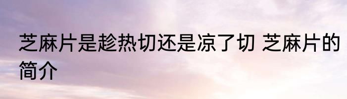 芝麻片是趁热切还是凉了切 芝麻片的简介