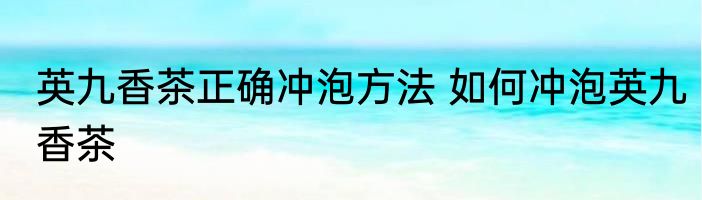 英九香茶正确冲泡方法 如何冲泡英九香茶