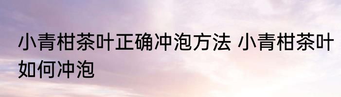小青柑茶叶正确冲泡方法 小青柑茶叶如何冲泡