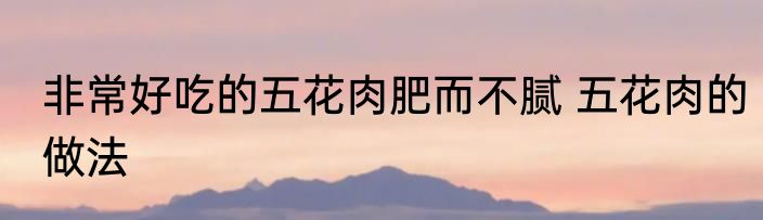 非常好吃的五花肉肥而不腻 五花肉的做法