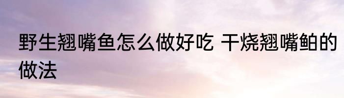 野生翘嘴鱼怎么做好吃 干烧翘嘴鲌的做法