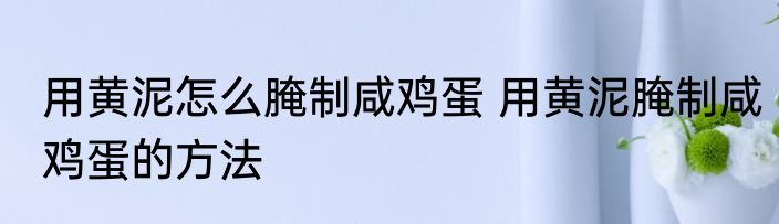 用黄泥怎么腌制咸鸡蛋 用黄泥腌制咸鸡蛋的方法