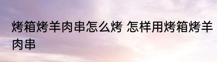 烤箱烤羊肉串怎么烤 怎样用烤箱烤羊肉串