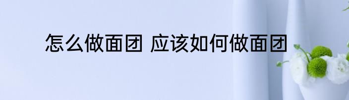 怎么做面团 应该如何做面团