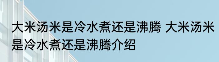 大米汤米是冷水煮还是沸腾 大米汤米是冷水煮还是沸腾介绍