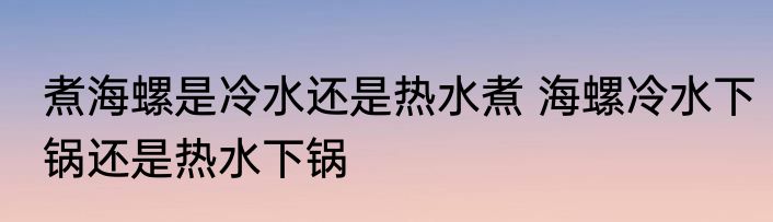 煮海螺是冷水还是热水煮 海螺冷水下锅还是热水下锅