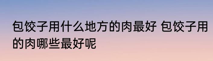 包饺子用什么地方的肉最好 包饺子用的肉哪些最好呢