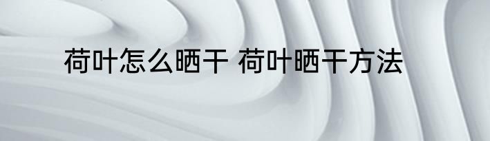 荷叶怎么晒干 荷叶晒干方法