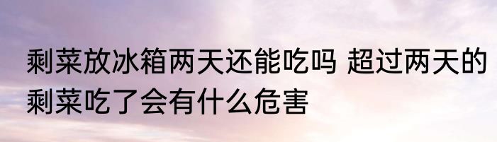 剩菜放冰箱两天还能吃吗 超过两天的剩菜吃了会有什么危害