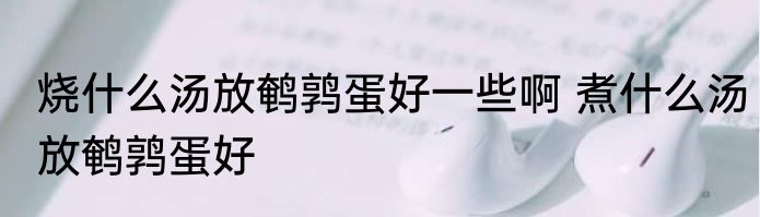 烧什么汤放鹌鹑蛋好一些啊 煮什么汤放鹌鹑蛋好