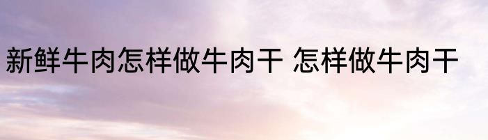 新鲜牛肉怎样做牛肉干 怎样做牛肉干