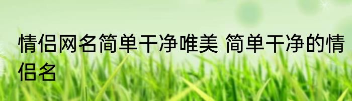 情侣网名简单干净唯美 简单干净的情侣名