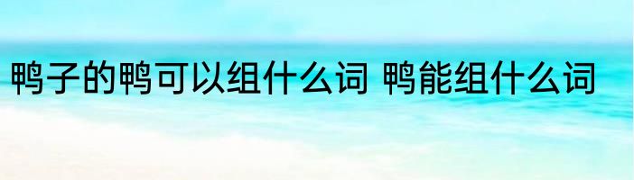 鸭子的鸭可以组什么词 鸭能组什么词