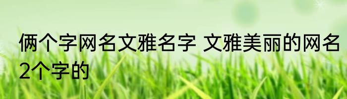 俩个字网名文雅名字 文雅美丽的网名2个字的