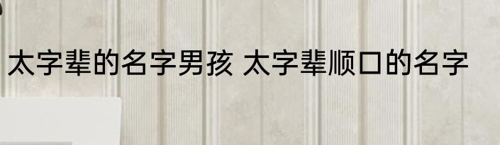 太字辈的名字男孩 太字辈顺口的名字