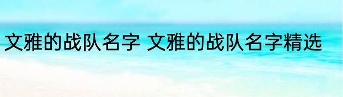 文雅的战队名字 文雅的战队名字精选