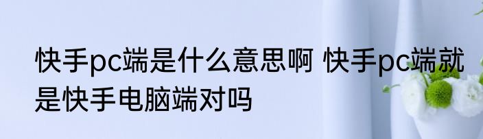 快手pc端是什么意思啊 快手pc端就是快手电脑端对吗