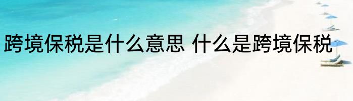 跨境保税是什么意思 什么是跨境保税