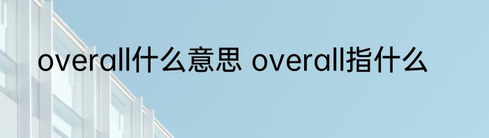 overall什么意思 overall指什么