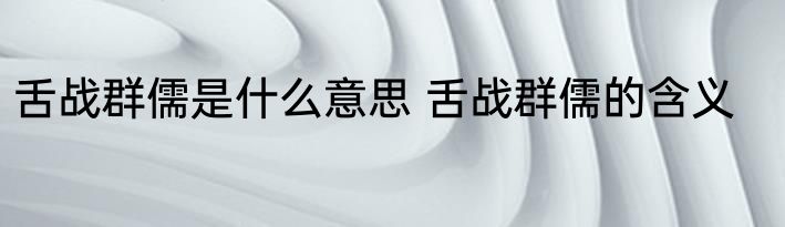 舌战群儒是什么意思 舌战群儒的含义