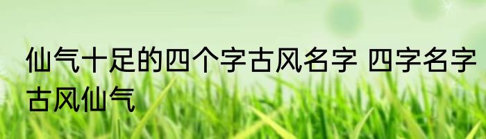 仙气十足的四个字古风名字 四字名字古风仙气