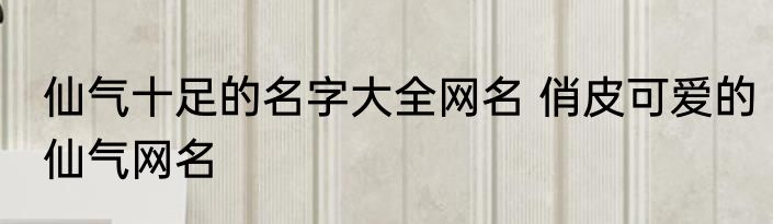 仙气十足的名字大全网名 俏皮可爱的仙气网名