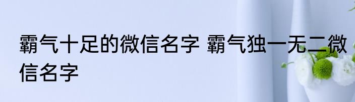 霸气十足的微信名字 霸气独一无二微信名字