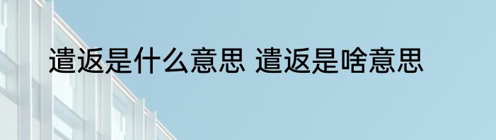 遣返是什么意思 遣返是啥意思