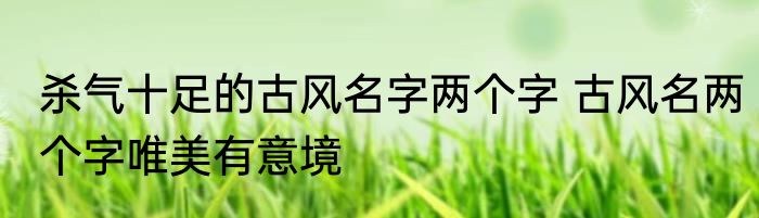 杀气十足的古风名字两个字 古风名两个字唯美有意境