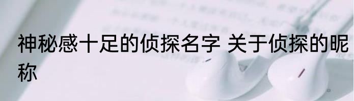 神秘感十足的侦探名字 关于侦探的昵称