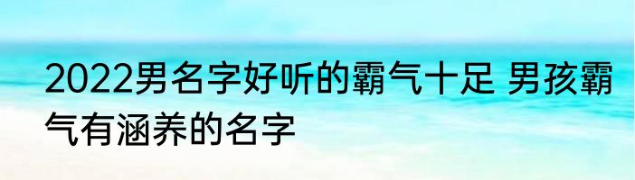 2022男名字好听的霸气十足 男孩霸气有涵养的名字