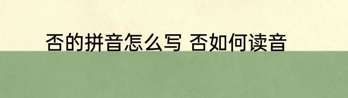 否的拼音怎么写 否如何读音