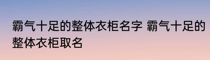 霸气十足的整体衣柜名字 霸气十足的整体衣柜取名