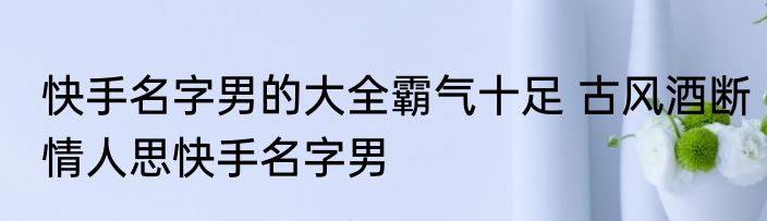 快手名字男的大全霸气十足 古风酒断情人思快手名字男