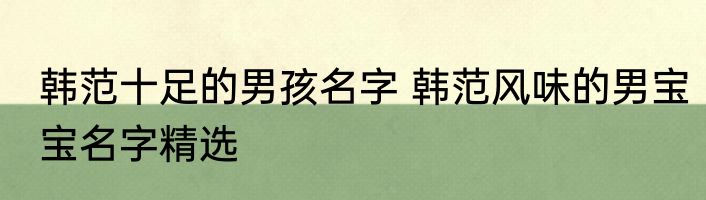 韩范十足的男孩名字 韩范风味的男宝宝名字精选