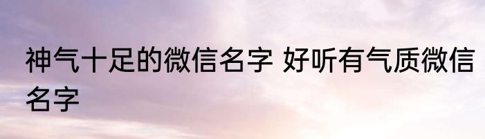 神气十足的微信名字 好听有气质微信名字