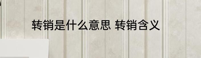 转销是什么意思 转销含义