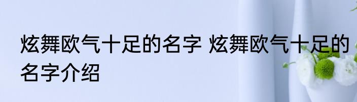 炫舞欧气十足的名字 炫舞欧气十足的名字介绍