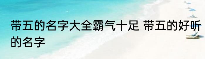 带五的名字大全霸气十足 带五的好听的名字
