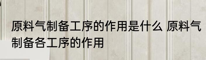 原料气制备工序的作用是什么 原料气制备各工序的作用