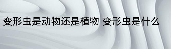 变形虫是动物还是植物 变形虫是什么