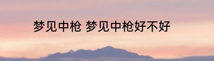 梦见中枪 梦见中枪好不好