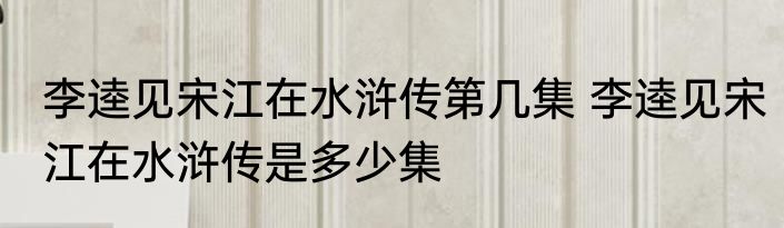李逵见宋江在水浒传第几集 李逵见宋江在水浒传是多少集