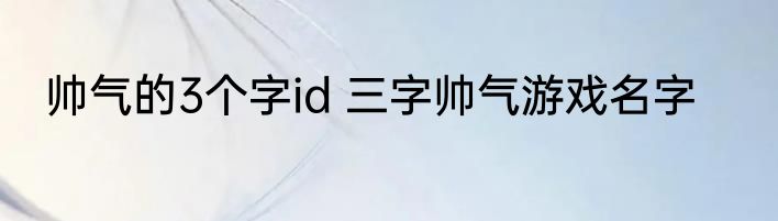 帅气的3个字id 三字帅气游戏名字